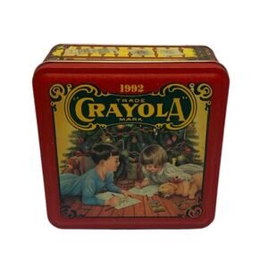 Vintage CRAYOLA Colorful Holiday Wishes Tin Christmas 1992
